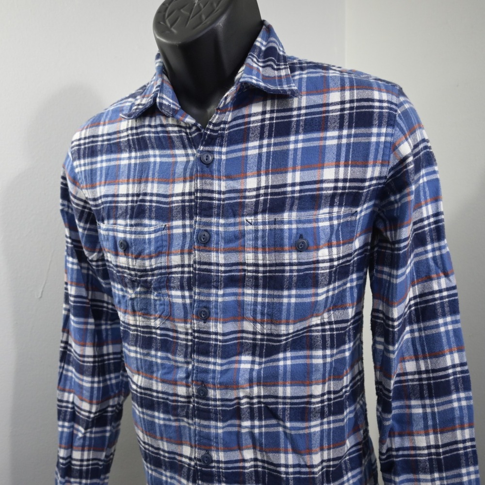 J.Crew Flannel Mens Small Blue Plaid Long Sleeve Button Up Shirt